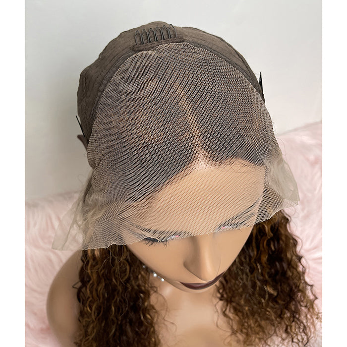18-24 Inch Pre-Plucked 13"x4" color 4/27 Lace Front Water Wavy/Body Wave Wig Human Hair Free Part 150% Density