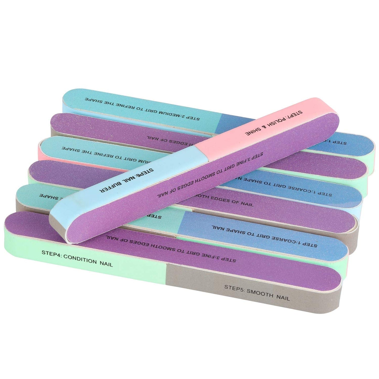 7 Way Nail File and Buffer Block Nail Buffering Files 7 Steps Washable Emery Boards Professional Manicure Tools