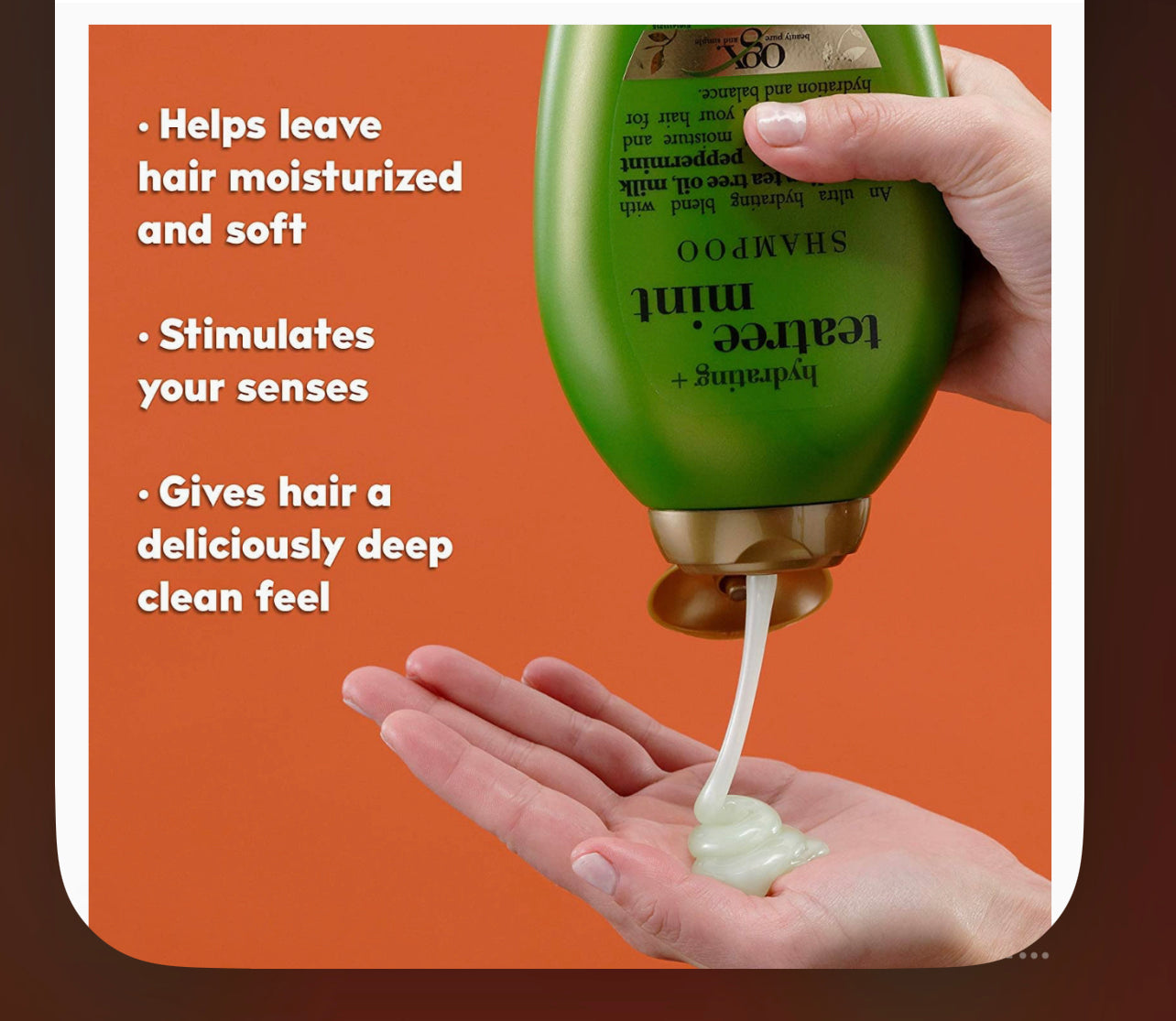OGX Hydrating + Tea Tree Mint Nourishing & Invigorating Daily Shampoo with Peppermint Oil & Milk Proteins, 13 fl oz