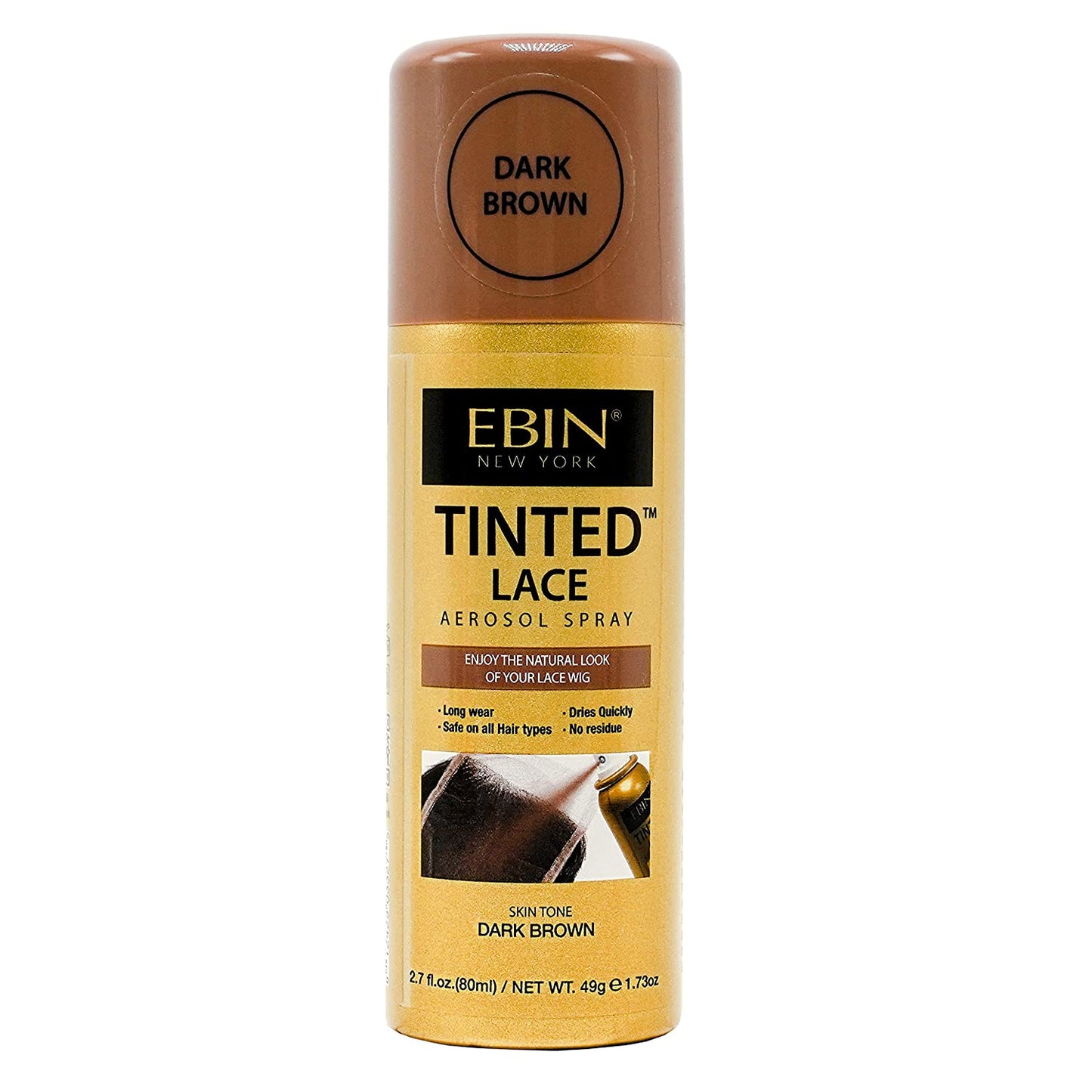 EBIN NEW YORK Tinted Lace Aerosol Spray –Dark Brown 2.7 Oz