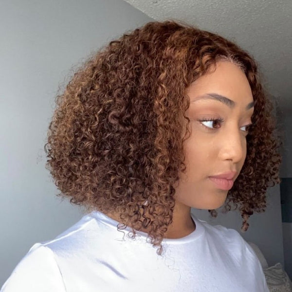 14 inch 4"x4" P1B/30 Closure Lace Wig Water Wave Brazilian Human Virgin Hair 150% Density