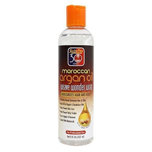 salon pro 30 sec moroccan argan oil weave wonder wrap moisturizes hair & scalp clear