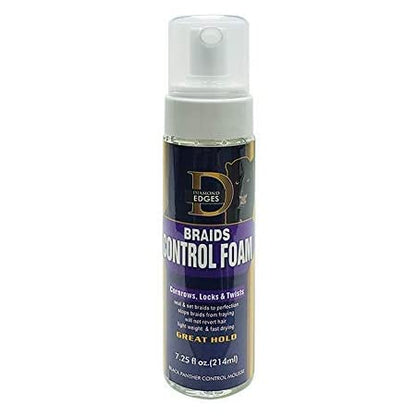 Diamond Edges Black Panther Braids Control Foam for braids Mousse 7.25 fl.oz. Great Hold