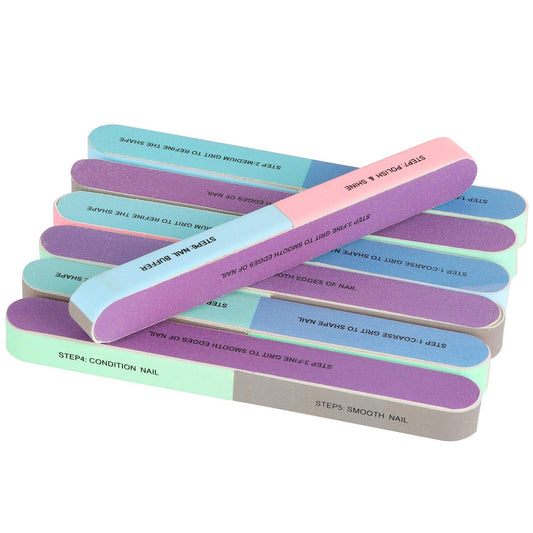 7 Way Nail File and Buffer Block Nail Buffering Files 7 Steps Washable Emery Boards Professional Manicure Tools