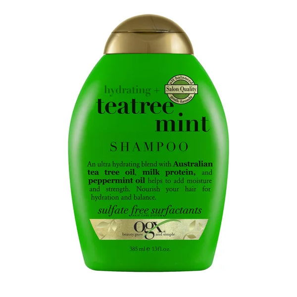 OGX Hydrating + Tea Tree Mint Nourishing & Invigorating Daily Shampoo with Peppermint Oil & Milk Proteins, 13 fl oz