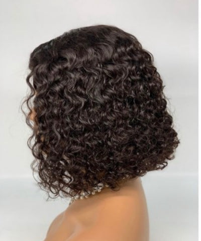 10-14 Inch Brazilian Virgin Hair 5"x5" Lace Closure Wig Water Wavy 180% Density