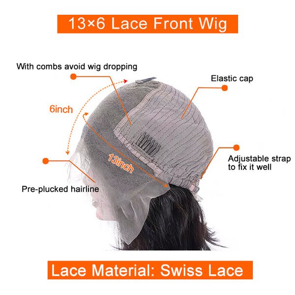8-10 Inch 13"x6" Front Lace Pre-Plucked Straight Bob Wig 150% Density