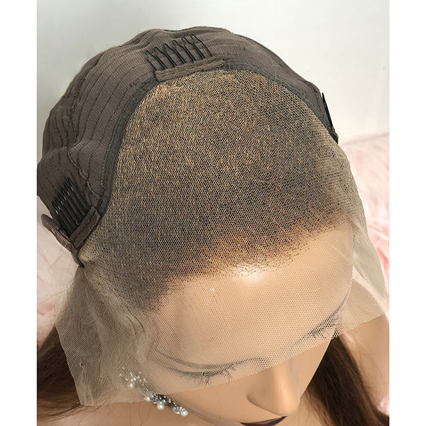 18-24 Inch Pre-Plucked 13"x4" Lace Front Straight Wig #4/27 Human Hair Free Part 150% Density