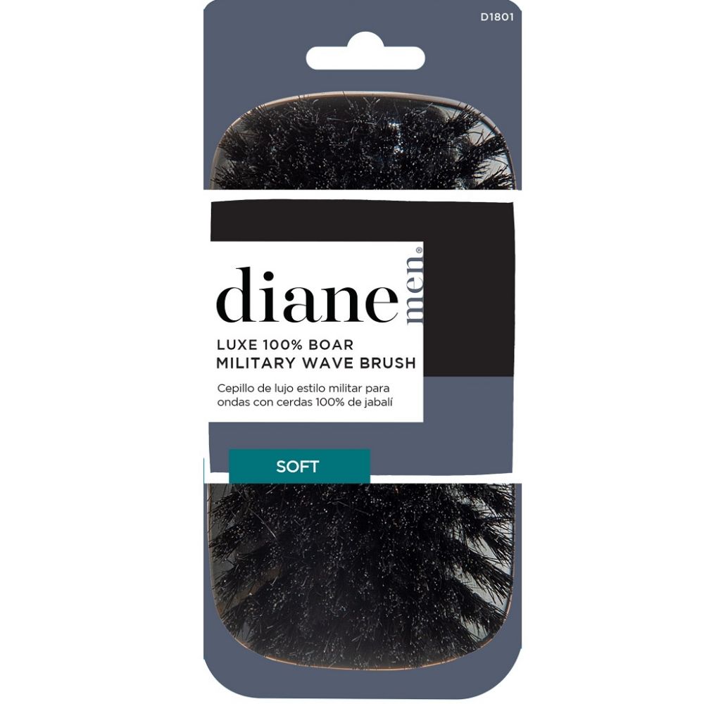 Diane Luxe 100% Boar Military Wave Brush - Black / Soft
