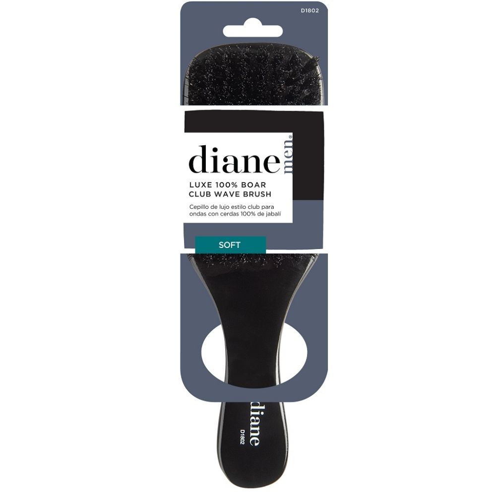 Diane Curved Luxe 100% Boar Club Wave Brush - Black / Soft