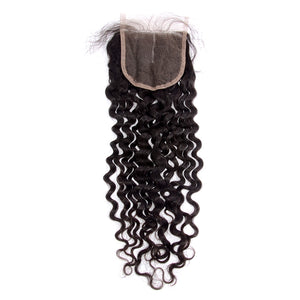 10-20 Inch 4" x 4" Water wavy Free Parted Lace Closure #1B Natural Black