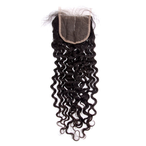 10-20 Inch 4" x 4" Water wavy Free Parted Lace Closure #1B Natural Black