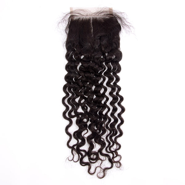 10-20 Inch 4" x 4" Water wavy Free Parted Lace Closure #1B Natural Black